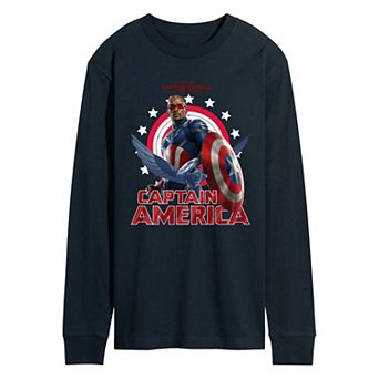 Men's Marvel Captain America Brave New World Sam Wilson Long Sleeve Graphic Tee