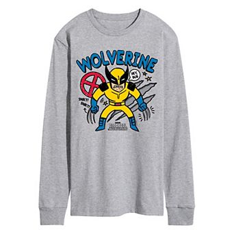 Men's Marvel Wolverine Scribble Long Sleeve Graphic Tee