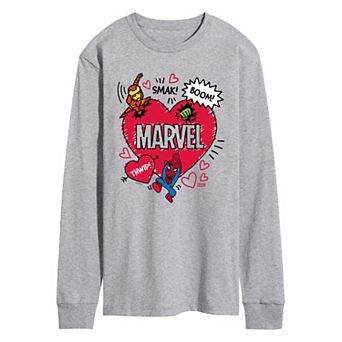 Men's Marvel Valentines Day Sketch Long Sleeve Graphic Tee