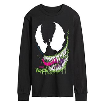 Men's Marvel Venom Head Portrait Oversized Long Sleeve Graphic Tee