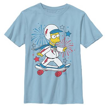 Boys 8-20 The Simpsons Bart Simpson Skateboarding Americana Graphic Tee