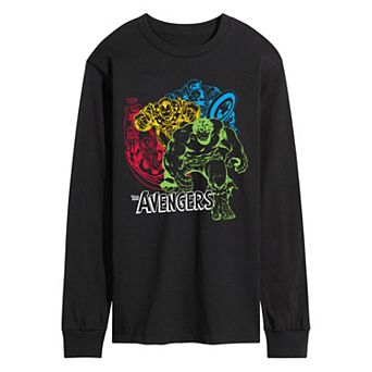 Men's Marvel The Avengers Line Art Long Sleeve Graphic Tee