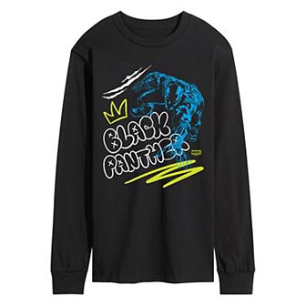 Men's Marvel Black Panther Line Art Oversized Long Sleeve Graphic Tee
