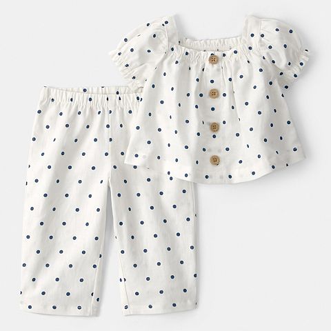 Carter's Baby Carter's 2 pc Polka Dot Short Sleeve Top & Pant Set