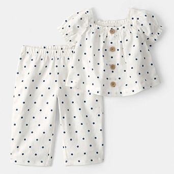 Baby Carter's 2 pc Polka Dot Short Sleeve Top & Pant Set