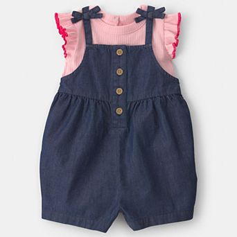 Baby Carter's 2 pc Chambray Romper Set & Ruffle Top