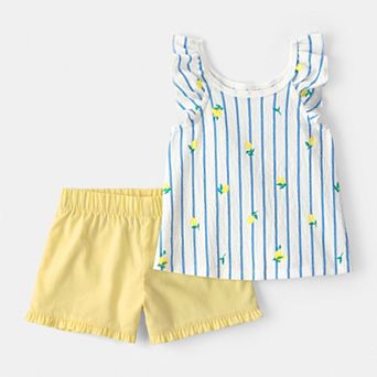 Baby Girl Carter's 2 pc Lemon Striped Top & Short Set