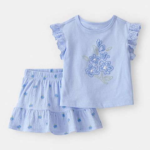Girl Baby Girl Carter's 2 pc Floral Top & Skort Set