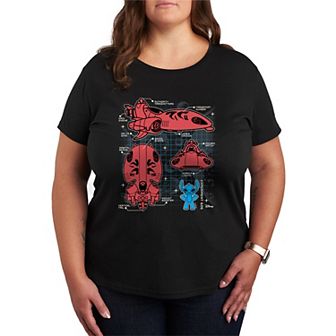Disney's Lilo & Stitch Plus Size Space Ship Schematic Graphic Tee