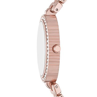 Folio Women's Rose Gold Tone Oval Watch & Bracelets Set