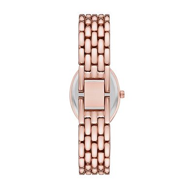 Folio Women's Rose Gold Tone Oval Watch & Bracelets Set