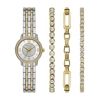 Folio Women's Two Tone Small Round Watch & Bracelet Set