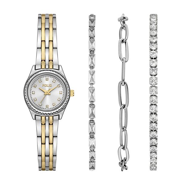 Folio Lady\'s Two Tone Gold and Silver Bangle Bracelet Watch 81Mf33cKusL._AC_SY350_QL30_.jpg main image 4