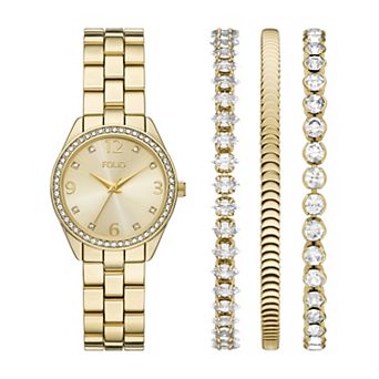 Folio Women's Round Watch & Bracelet Set