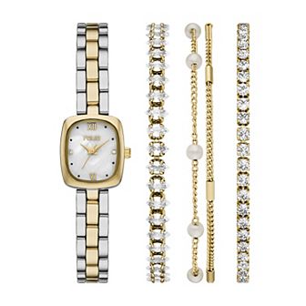 Folio Women's Two Tone Square Watch & Bracelet Set