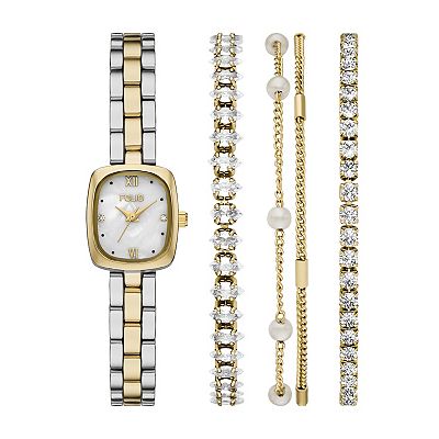 Two-Tone Square Bracelet Watch Dainty Two-Tone Square Bracelet Ladies Watch - WatchwithSun  main image 4