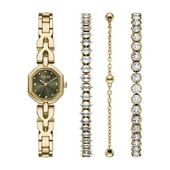 Folio Women's Octagonal Dial Watch & Bracelet Set