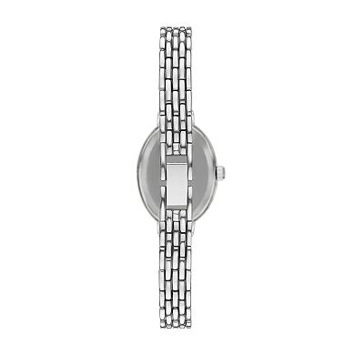 Folio Women's Silver Tone Oval Watch & Bracelet Set