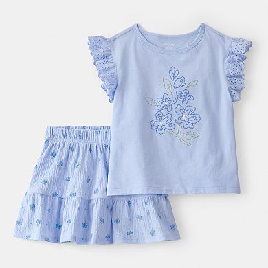 Toddler Girl Carter's 2-Piece Floral Top & Skort Set