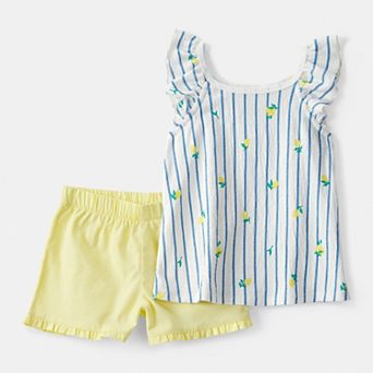 Toddler Girl Carter's 2 pc Lemon Striped Top & Short Set