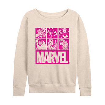 Women's Marvel Group Squares French Terry Long Sleeve Tee