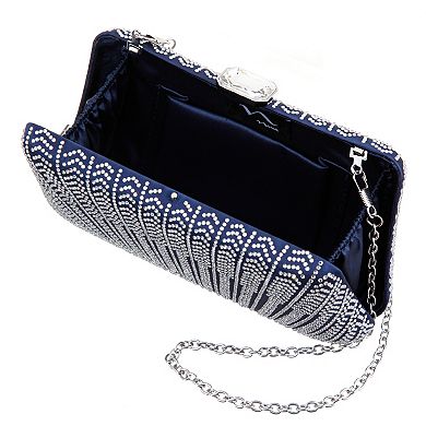 N by Nina Mink Patterned Crystal Minaudiere Clutch Bag