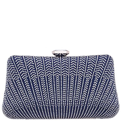 N by Nina Mink Patterned Crystal Minaudiere Clutch Bag