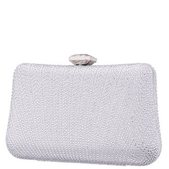 N by Nina Mink Patterned Crystal Minaudiere Clutch Bag