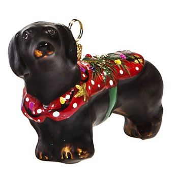 Joy To The World Black Dachshund In Ugly Christmas Sweater Polish Tree Ornament