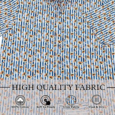 Wear Sierra Top Shelf Cotton Short-Sleeve Button-Down Shirts in Stripes & Papayas Pattern
