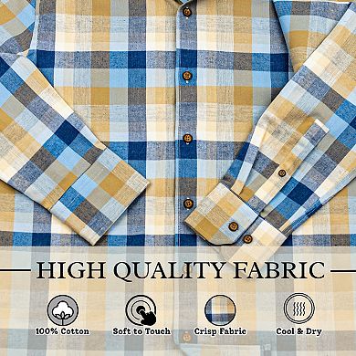 Wear Sierra Plaid Pattern Long-Sleeve Top Shelf Cotton Button-Down Shirt