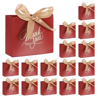 16 pc Thank You Gift Bags with Ribbons Party Favor Bags 4"x2"x4" Gift Bags for Party Favors