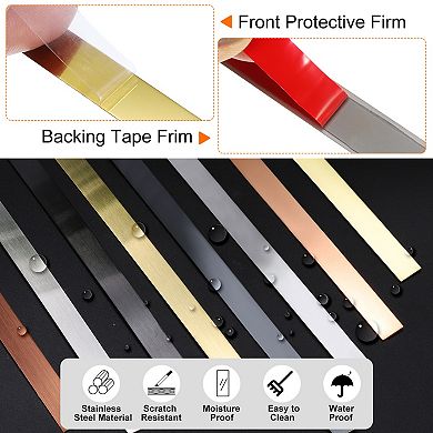 39.4ft x 0.98" Wall Trim Peel and Stick Molding Trim Frame, Self Adhesive Metal Strips Trim