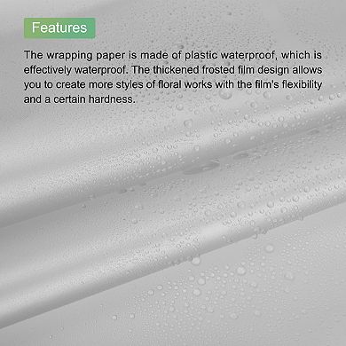 20pcs Transparent Silver Border Flower Wrapping Paper 22.8"x22.8" Waterproof Floral Wrapping Paper