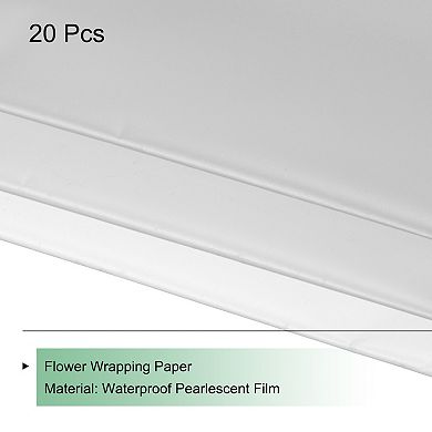 20pcs Transparent Silver Border Flower Wrapping Paper 22.8"x22.8" Waterproof Floral Wrapping Paper