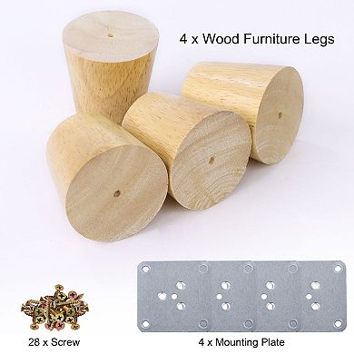 2 Inch Wood Furniture Legs 4Pcs, Hardwood Replacement Feets for Sofa Table