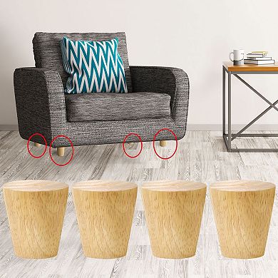2 Inch Wood Furniture Legs 4Pcs, Hardwood Replacement Feets for Sofa Table
