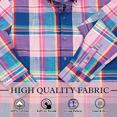 Wear Sierra Button Down Cotton Top Shelf Long Sleeve Shirt with Plaid Pattern