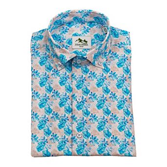 Wear Sierra Button Down Top Shelf Cotton Short Sleeve Shirts in Tropical Print