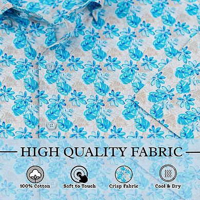 Wear Sierra Button Down Top Shelf Cotton Short Sleeve Shirts in Tropical Print