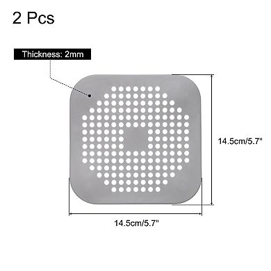 2pcs Shower Drain Hair Catcher Square Drain Cover Silicone Strainer Hair Stopper for Shower Kitchen