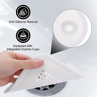 2pcs Shower Drain Hair Catcher Square Drain Cover Silicone Strainer Hair Stopper for Shower Kitchen