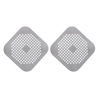 2 pc Shower Drain Hair Catcher Square Drain Cover Silicone Strainer Hair Stopper for Shower Kitchen