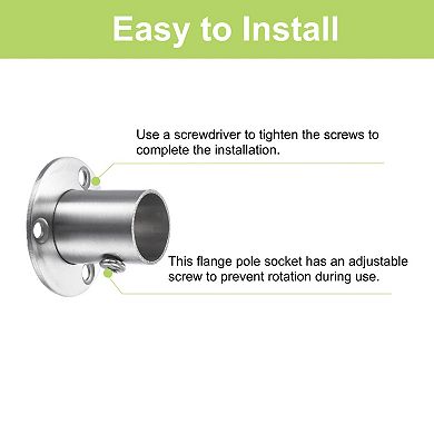 10PCS Stainless Steel Closet Rod Flange Holder, Wall Mount Pole Socket Flange Rod Holder with Screws