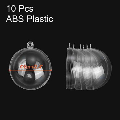 10 Pcs Clear Fillable Balls Ornament, 2.4 Inch Hanging Plastic Balls Transparent Decor Balls