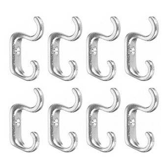 Wall Hooks, 8 pc - Zinc Alloy Double Prong Retro Hook, Mini Small Hooks for Hanging Clothes
