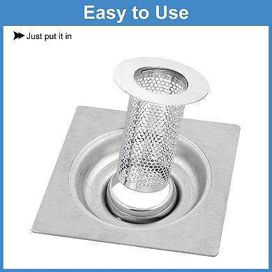 4 Pack Shower Drain Strainer, 3.2"x2.6" Stainless Steel Floor Drain Strainer Deep Sink Hair Catcher