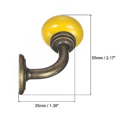 Wall Hooks, 2Pcs - Zinc Alloy Single Prong Ceramic Handle Clothes Hook, Bronze Hooks