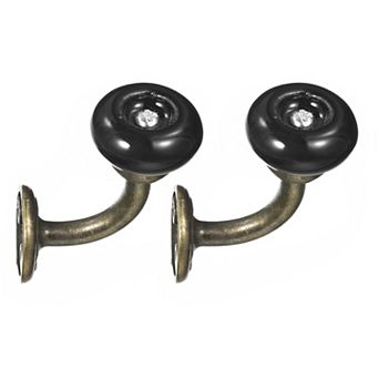 Wall Hooks, 2 pc - Zinc Alloy Single Prong Ceramic Handle Clothes Hook, Bronze Hooks
