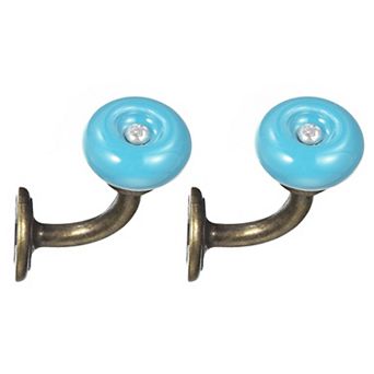 Wall Hooks, 2 pc - Zinc Alloy Single Prong Ceramic Handle Clothes Hook, Bronze Hooks